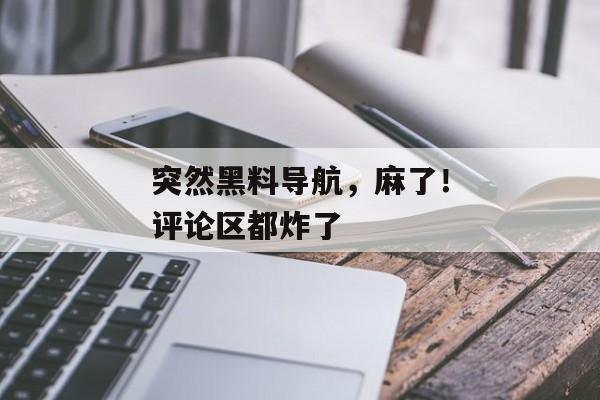 突然黑料导航，麻了！评论区都炸了